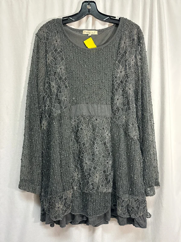 Top Long Sleeve By Indigo Soul In Grey, Size: 2x