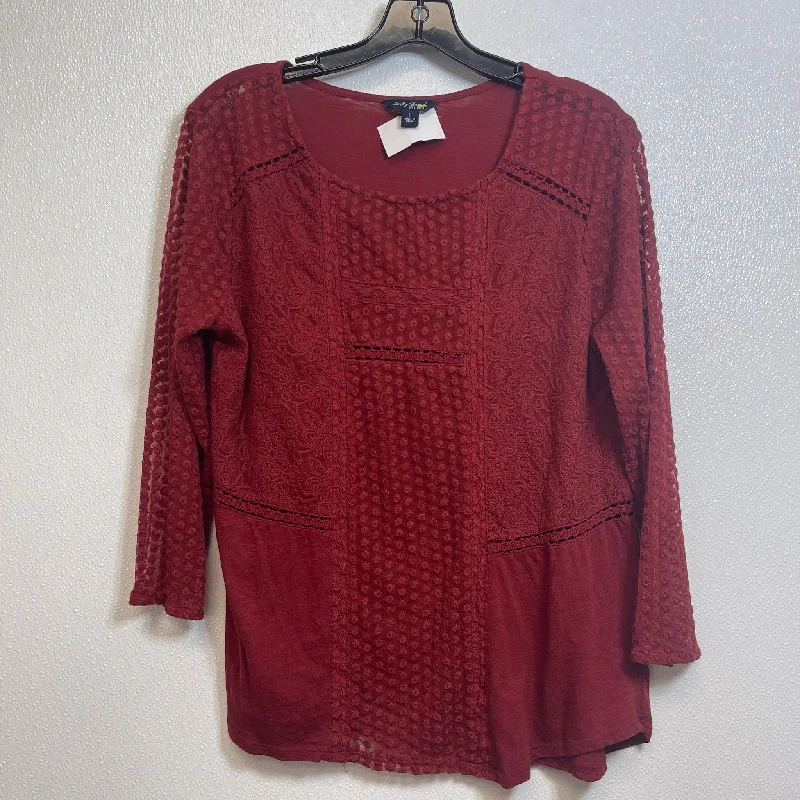 Top Long Sleeve By Lucky Brand In Burgundy, Size: L