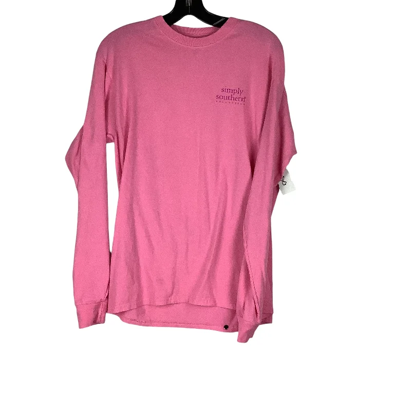 Top Long Sleeve By Simply Southern In Pink, Size: M