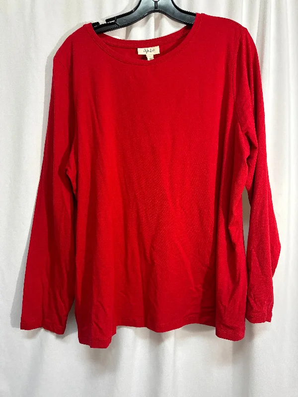 Top Long Sleeve By Style And Company In Red, Size: 2x