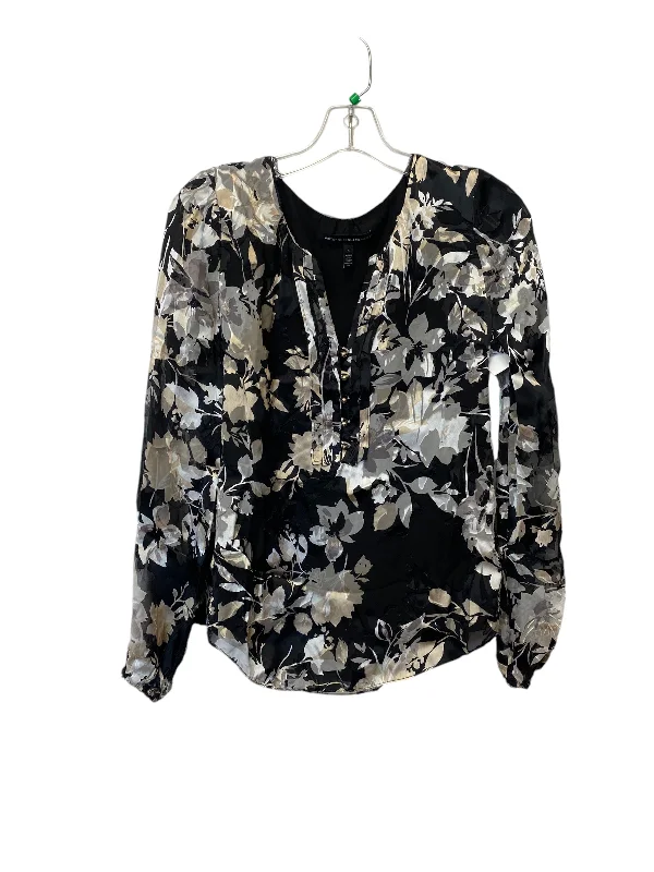 Top Long Sleeve By White House Black Market In Floral Print, Size: 4