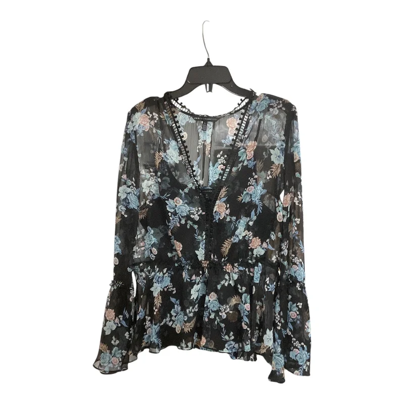 Top Long Sleeve By White House Black Market In Floral Print, Size: L