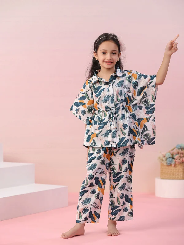 Floral Printed Cotton Kids Night Suits