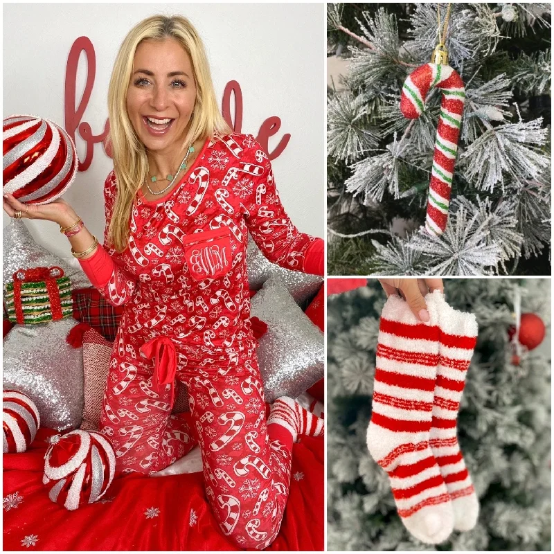 Monogram Candy Cane Pajamas