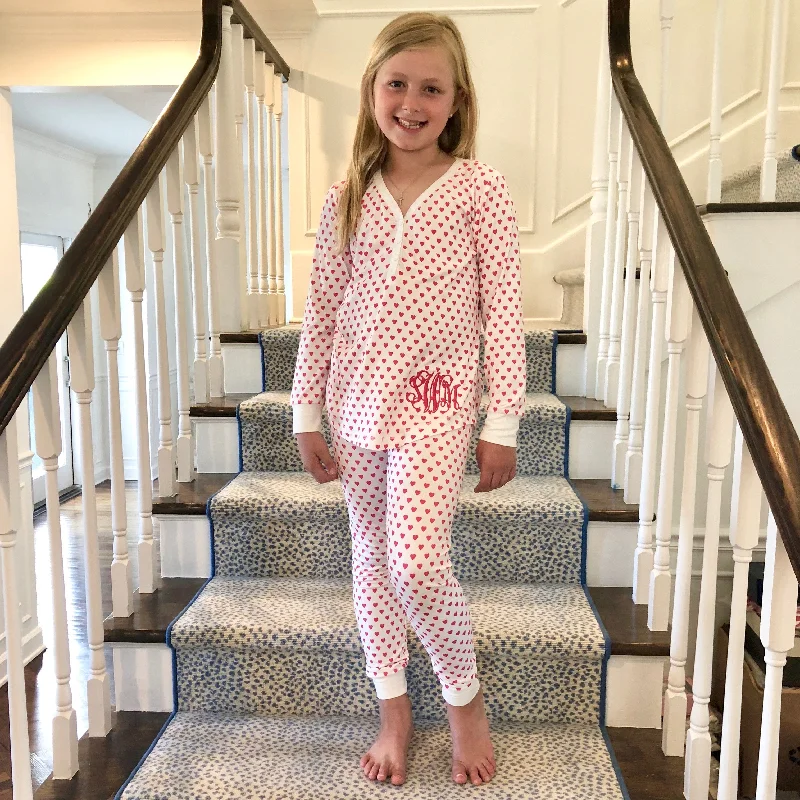 Monogram Girls Heart Pajama Set