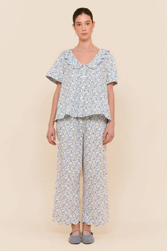 Penelope Sleep Set - Pants - Cotton - Floret Blue